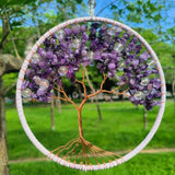 1 Pc Tree of Life Crystal Wall Pendant Natural Stones Amethyst Lapis lazuli Citrine Rose Quartz