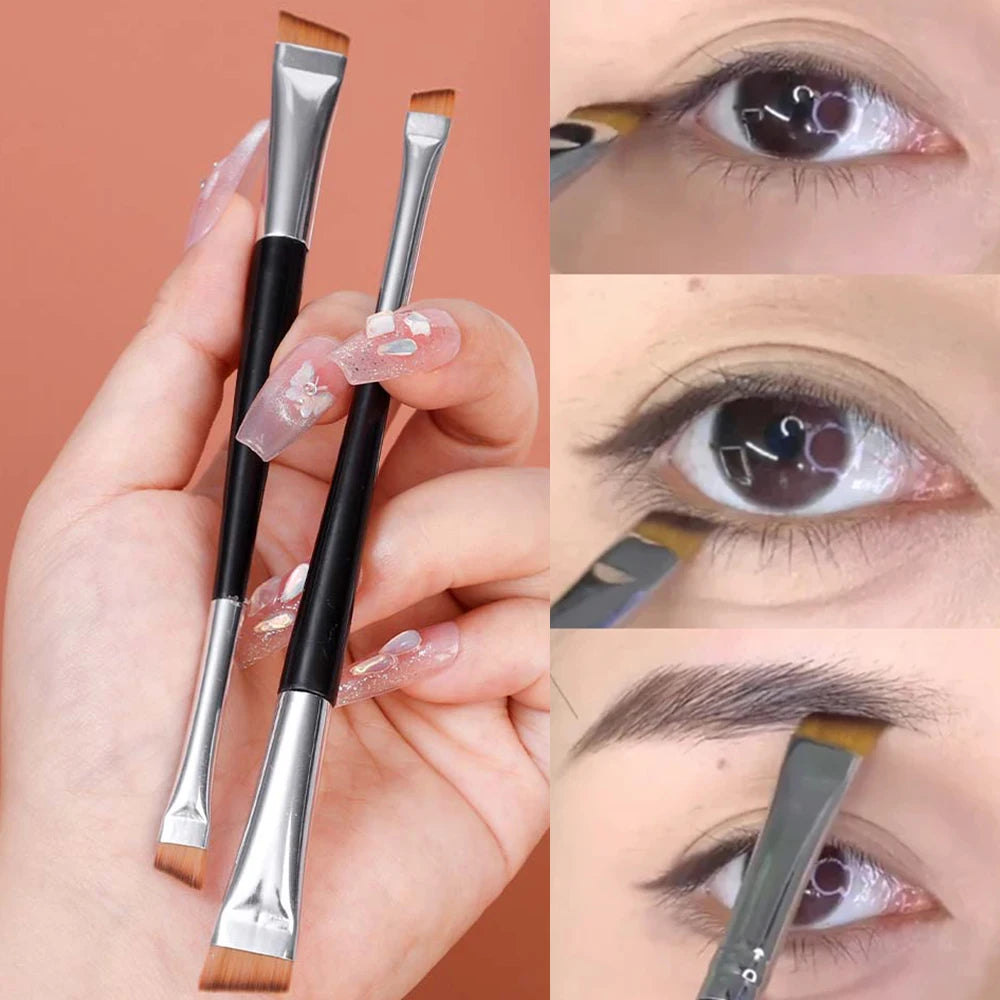 Professional eyebrow and eyeliner brush set with angled, flat heads for precise eye and brow makeup application by HSF Marketplace.