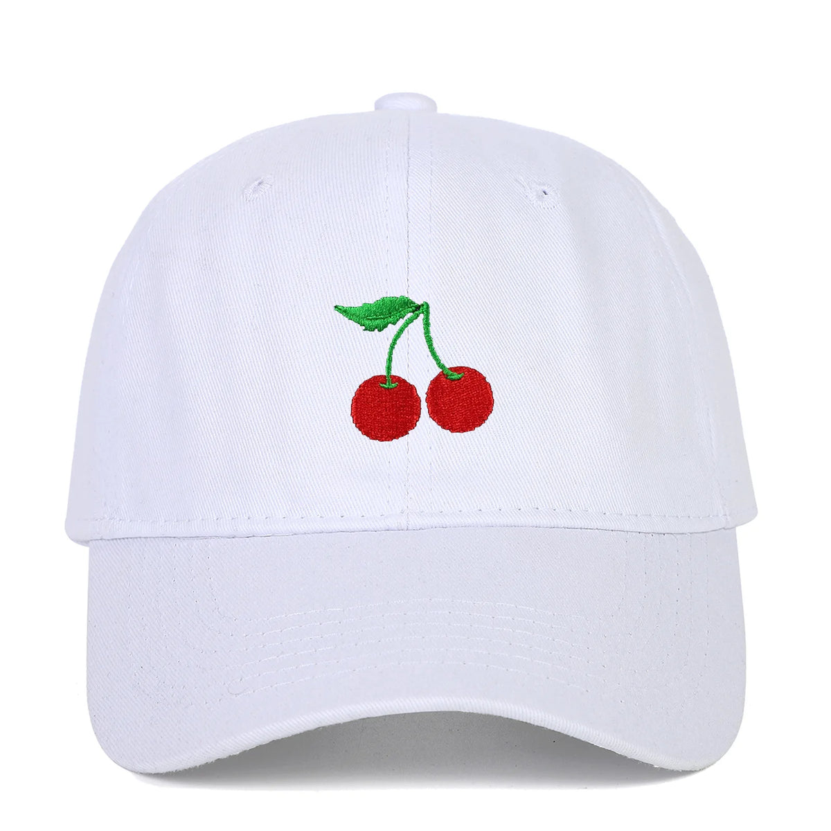 Embroidered cherry duckbill baseball soft top hat for women and men, outdoor sunshade and sun protection hat