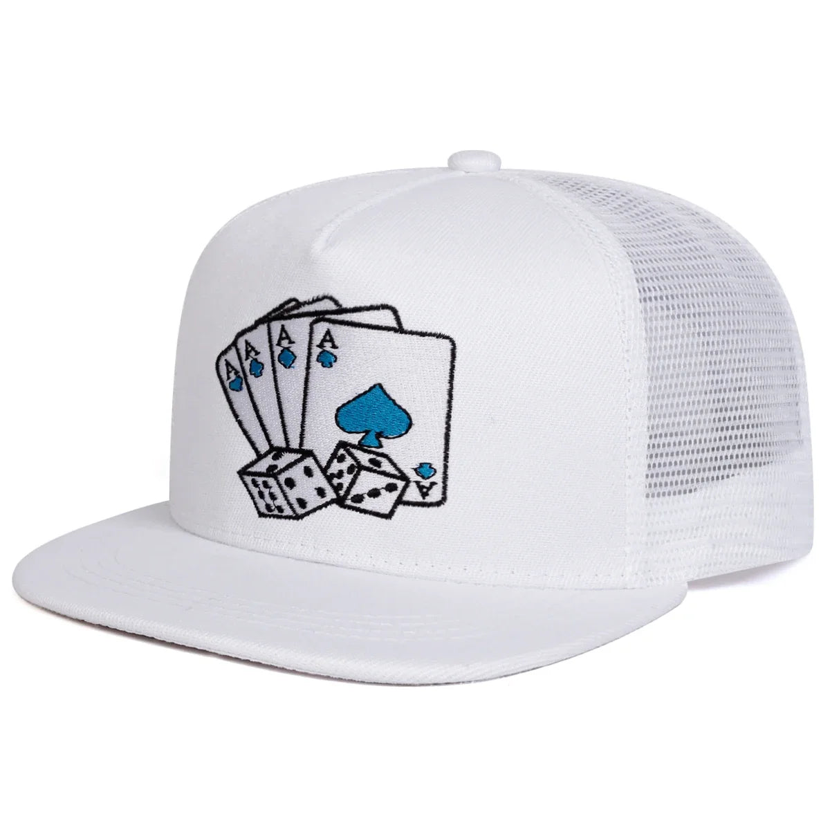 HSF Marketplace unisex poker card embroidery hip-hop net baseball cap with adjustable back and sun protection