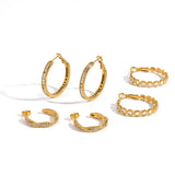 18K gold plated C-shaped zircon hoop earrings for women by HSF Marketplace