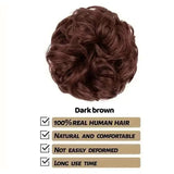 Real human hair messy bun scrunchie in curly wavy style for women’s chignon updo, wedding or daily wear