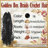 8 Packs Goddess Box Braids Crochet Hair 22 Inch Ombre Boho Box Braids with Curly Ends Soft Lightweight Synthetic Braiding Hair for Women