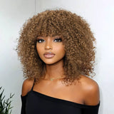 Curly bob wig made with natural human hair, shown in a short, voluminous style