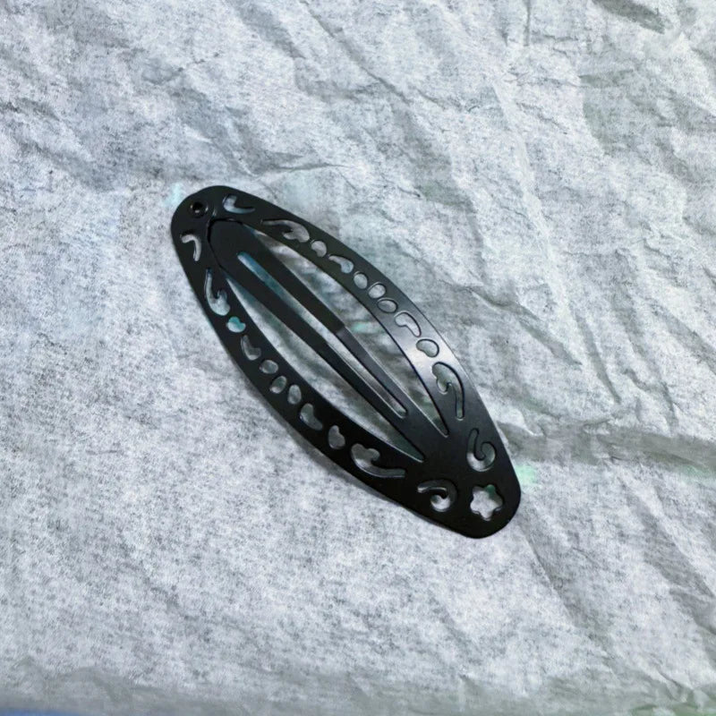 Silver geometric oval hair clips for stylish Y2K looks by HSF Marketplace