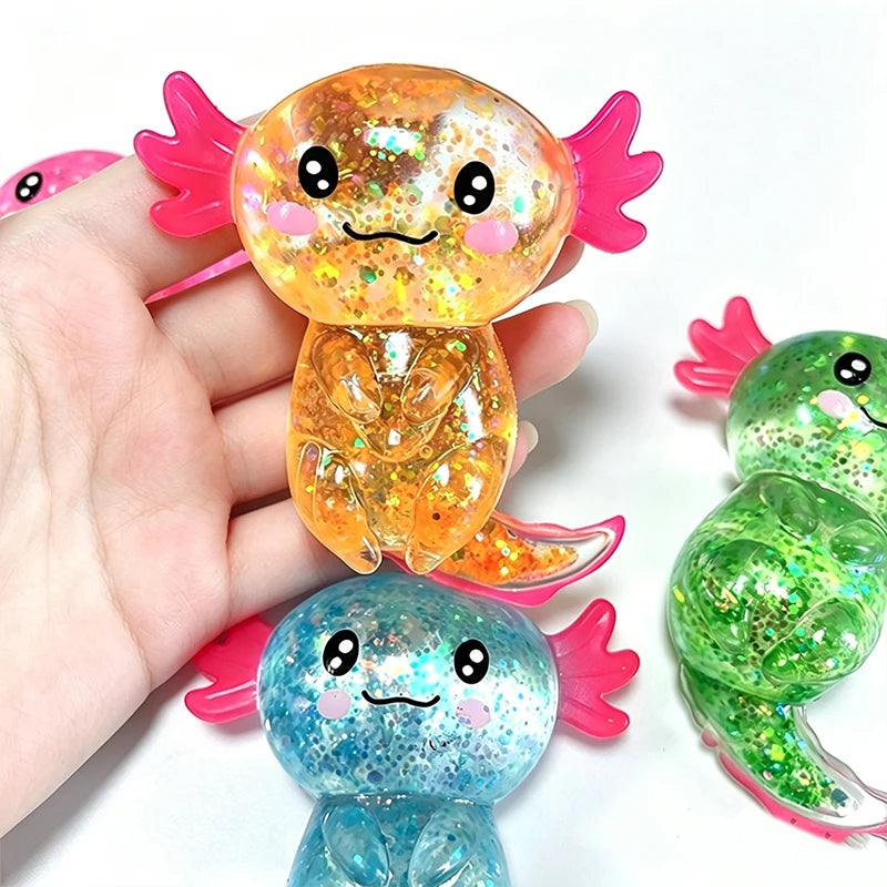 Glitter Maltose Axolotl Squishy Squeeze Toy Cute Fun Anxiety Relief Salamander Slow-rebound Stress Balls Fidgets Toys