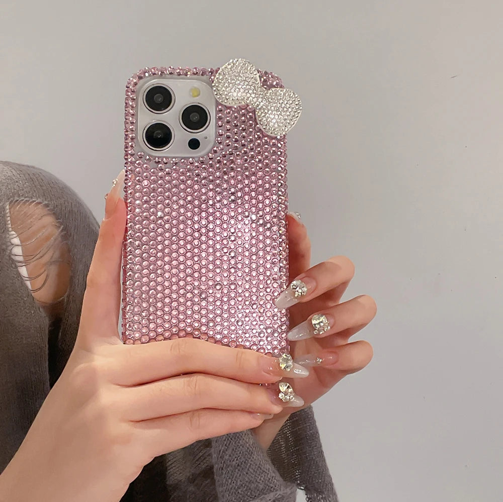 3D glitter bowknot diamond phone case for iPhone 13–18 models by HSF Marketplace