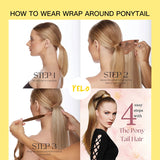 Yelo Ponytail Human Hair 14-18" Highlight Ponytail Extensions 100% Real Human Ponytail Hair Extensions 60g/Set For Women
