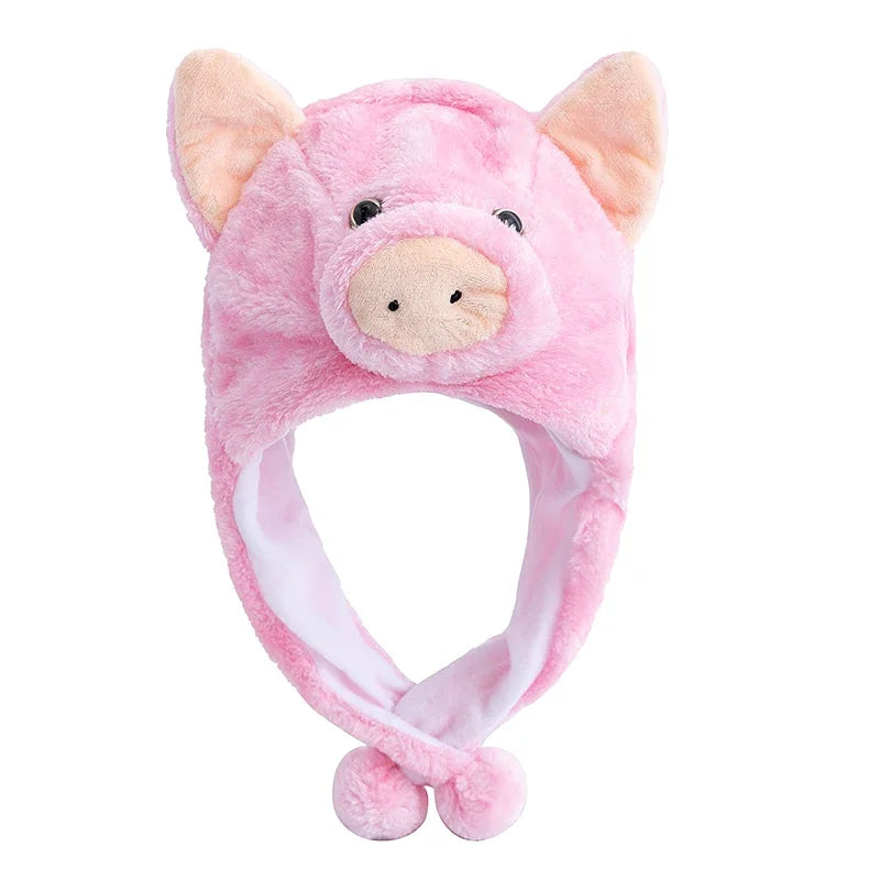 Women's HSF Marketplace plush 3D animal decorative winter hat with funny couple design and cozy ear flaps