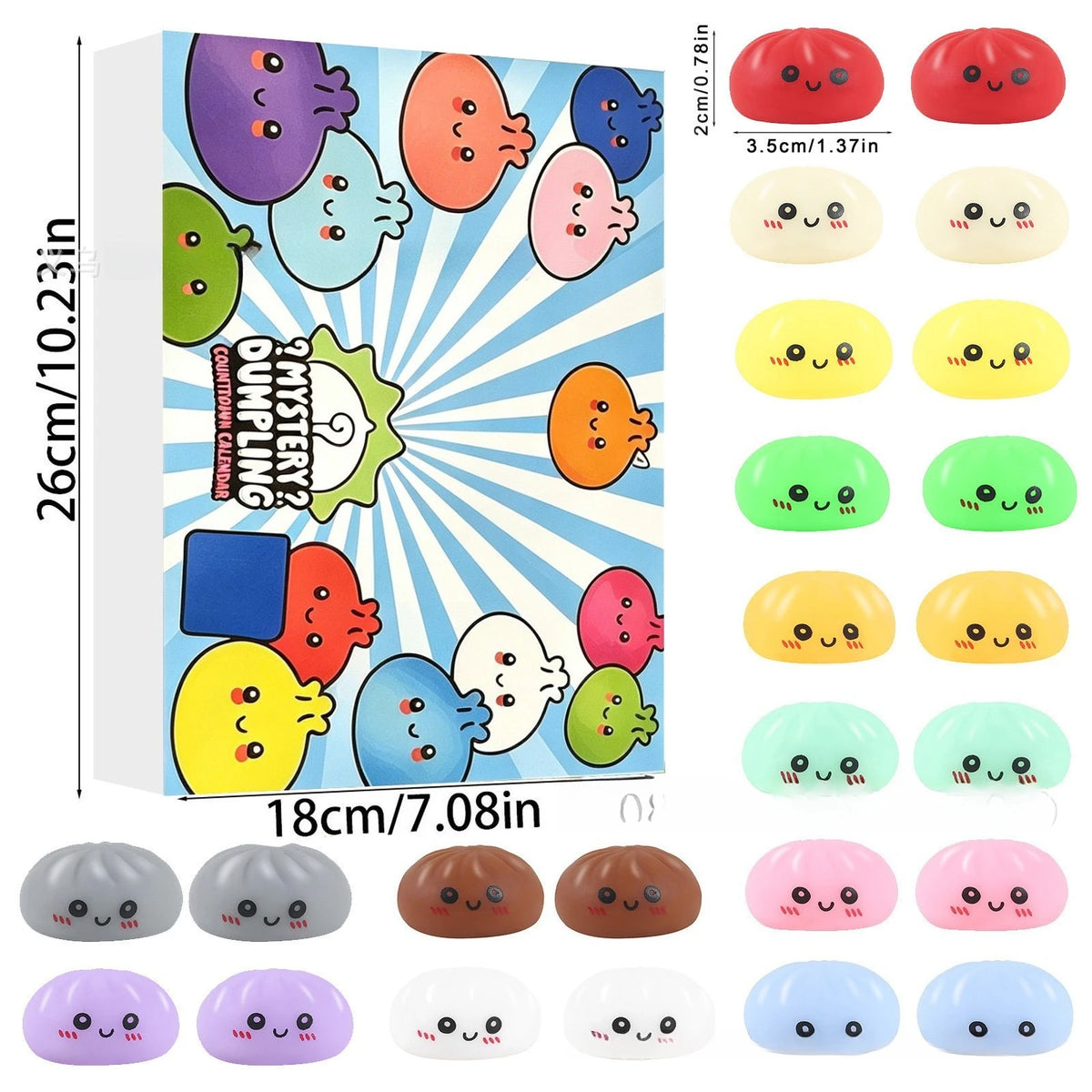 HSF Marketplace 24 Days Advent Calendar with cute dumpling bun squishy blind box fidget toys