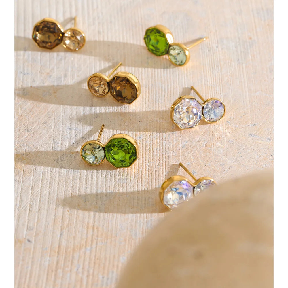 Stainless steel K9 crystal stud earrings for women by HSF Marketplace, featuring sparkling clear stones