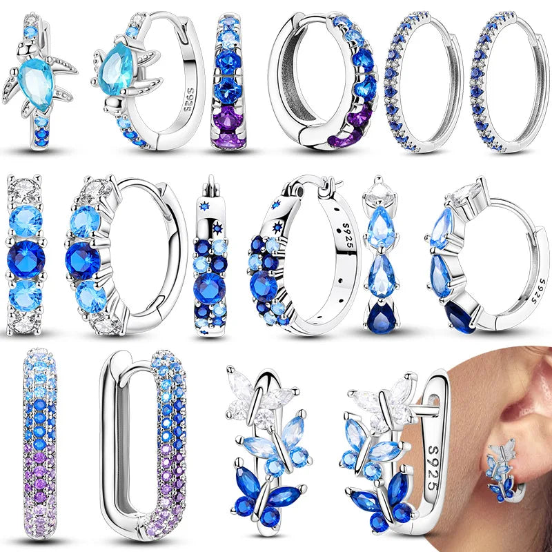 925 sterling silver hoop earrings with night sky gemstones, HSF Marketplace jewelry