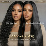 UNice 2-in-1 Wet & Wavy Wig Straight To Water Wave Human Hair Wig Bye-Bye Slip 7x5 13x4 Lace Glueless Wig Ready To Wear