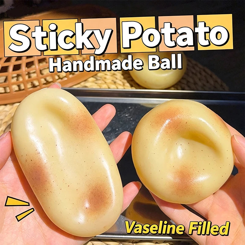 Soft squishy potato stress ball by HSF Marketplace, made of Vaseline plasticity material, with a smooth, rebound-free, sensory feel.