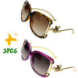 Women's oval retro sunglasses with gold fox design by HSF Marketplace