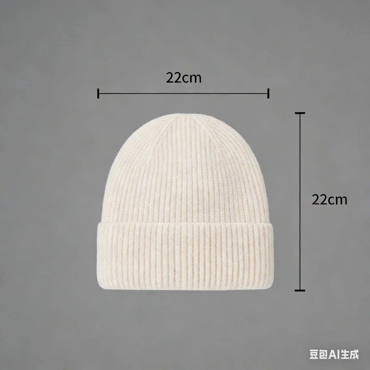 Warm knitted melon hat, unisex winter beanie in soft textured knit, shown in a classic rounded style