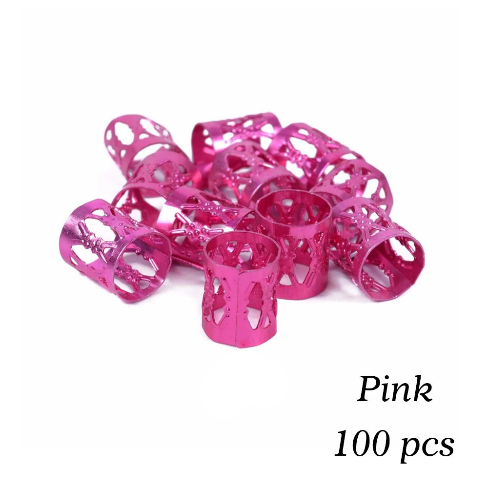 50-piece hollow-out hair rings for braiding and dreadlocks, hair styling accessories by HSF Marketplace