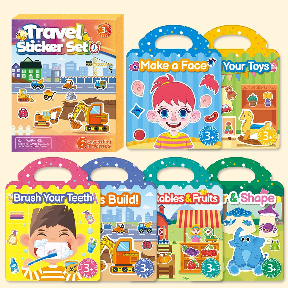 6PCS reusable jelly sticker books for kids by HSF Marketplace, multi-scene sticker therapy set