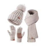Women's warm winter touchscreen gloves, hat and scarf set in soft knit fabric by HSF Marketplace