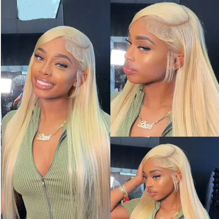 30 36 Inch 200 Density Straight 613 Honey Blonde 13x4 lace Front Wigs 13x6 Transparent Lace Frontal Human Hair Wig For Women