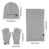 Warm 3-in-1 winter beanie hat, scarf, and gloves set in soft knit fabric for cold-weather comfort