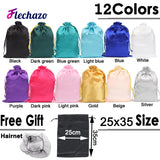 20-piece soft satin wig storage bags for hair extensions, customizable HSF Marketplace hair styling accessories