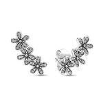 925 sterling silver herbarium cluster heart halo stud earrings for women, sparkling wedding jewelry