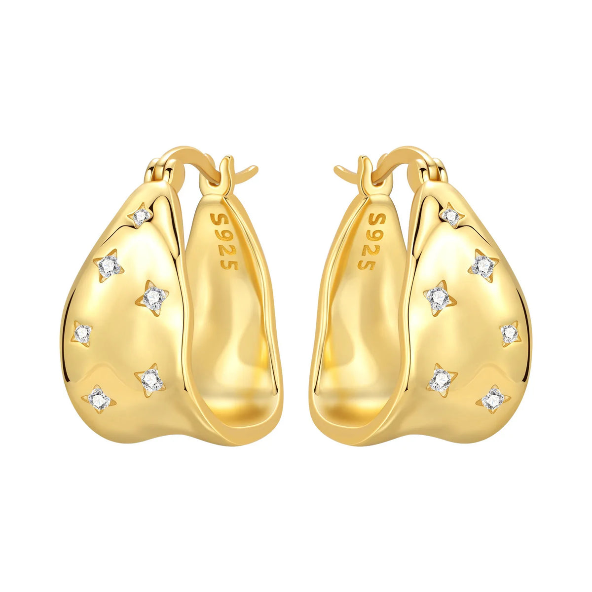 925 sterling silver 18K gold plated cherry blossom butterfly hoop earrings for women