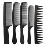 Black carbon professional hairdressing comb with double-sided design, heat resistant, antistatic, ideal for salon barber styling tools.
