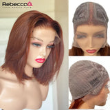 Ginger brown lace front human hair wig with short bob style, 13x6 inch lace, glueless Brazilian Remy hair from HSF Marketplace