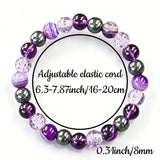 1pc Natural Amethyst Agate Bracelet, Handmade Elastic Crystal Charm Bracelet, Unisex Lucky Jewelry for Daily Wear, Gift