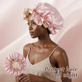 Two-tone satin reversible sleeping bonnet for hair protection by HSF Marketplace