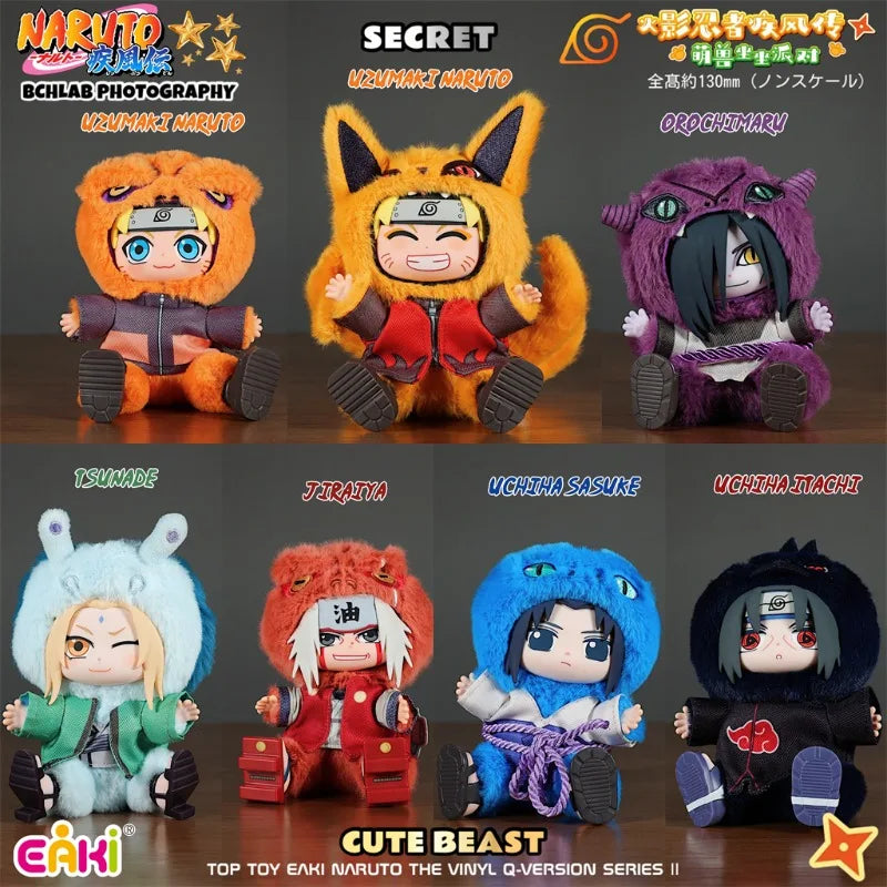 TOPTOY EAKI Naruto sit-in party blind box figure featuring Jiraiya, Orochimaru, and Tsunade plush characters