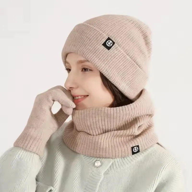 Unisex winter warm hat, gloves and scarf set in soft cashmere knit by HSF Marketplace