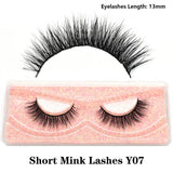 3D real mink false eyelashes with fluffy, wispy short clusters in a natural lash arrangement
