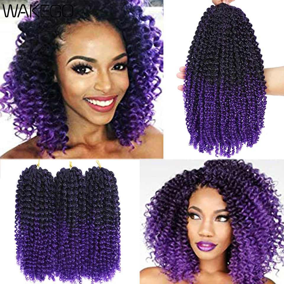 Wakego 12 Inch Marlybob Crochet Braids Afro Curly Short Passion Twist Marlybob Jerry Curl Crochet Hair Kinky Twist Braiding Hair
