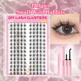 140 cluster Korean-style false lash extension kit for natural long wispy cat-eye cosplay makeup looks