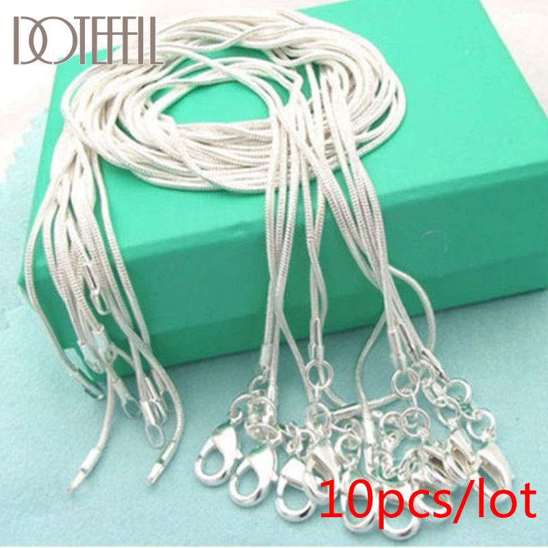 Sterling silver snake chain necklace in various lengths for men and women, 1.2mm thickness, elegant jewelry by HSF Marketplace