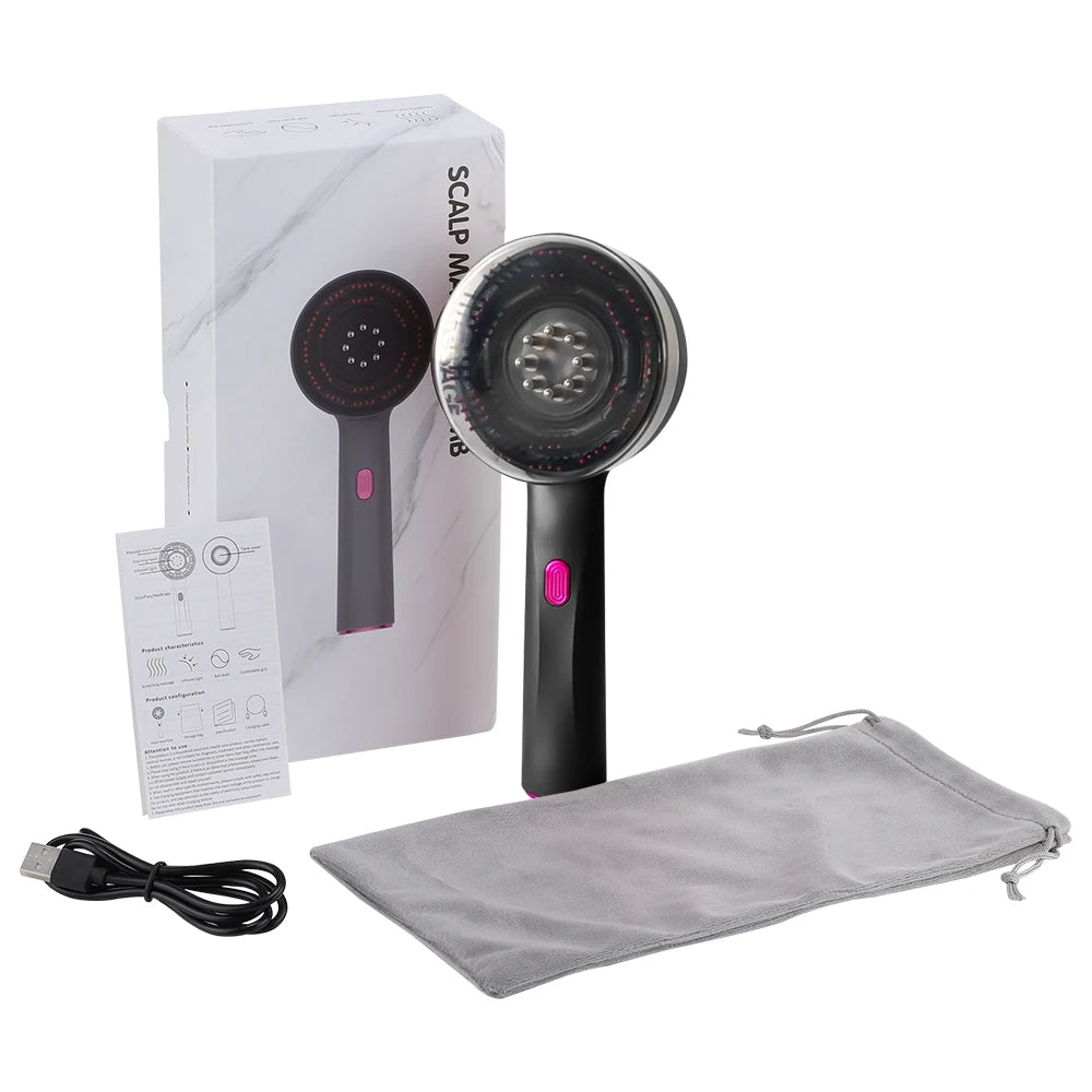 Upgrated Electric Head Massage Vibration Comb Red Light 3 Mode Hair Growth Care Massage Scalp Brush Anti Hair Loss Liquid Oil Applicator