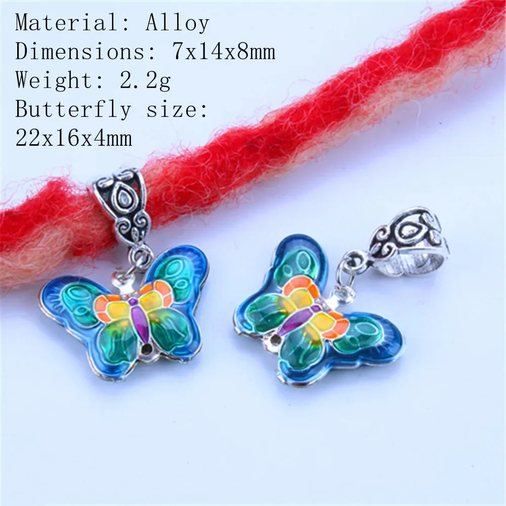 5pcs/bag Hair Braid Bead Butterfly Dreadlock Beads Ring Braiding Hair Sparkly Hair Styling Tool Bohemian Braid Hairs Accessories