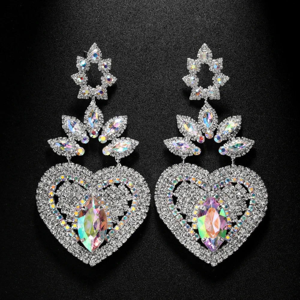 HSF Marketplace exaggerated heart dangle earrings, elegant jewelry for weddings and parties