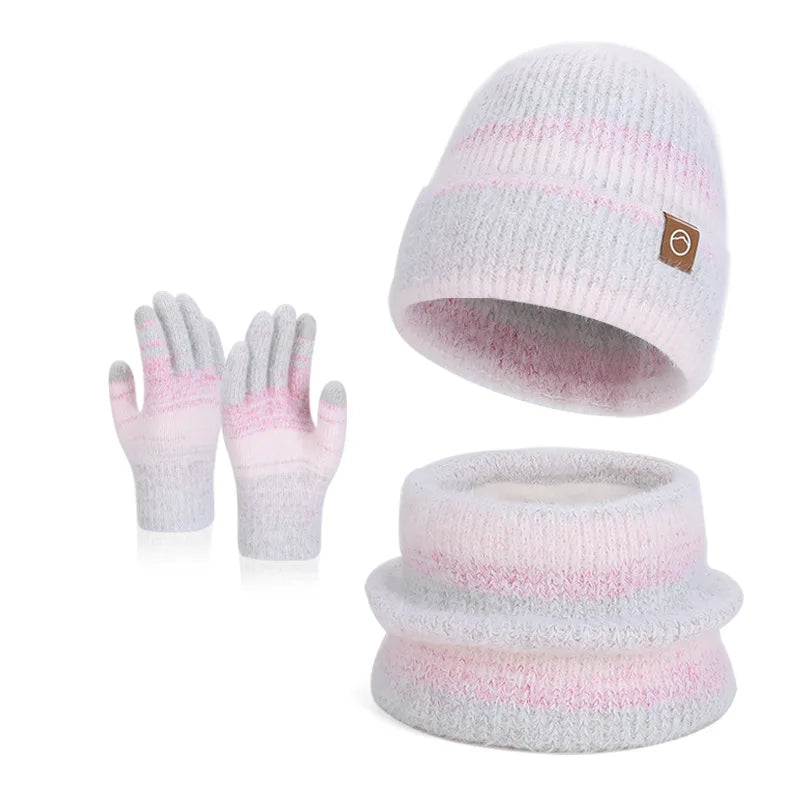 Women's winter cap, gloves and scarf set with fleece lining by HSF Marketplace