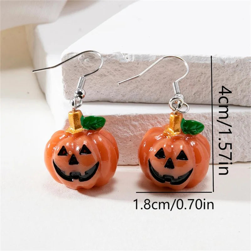 1pair Halloween Pumpkin Dangle Earrings Jewelry for Women Girls Resin Pumpkin Drop Earrings Jewelry Gifts