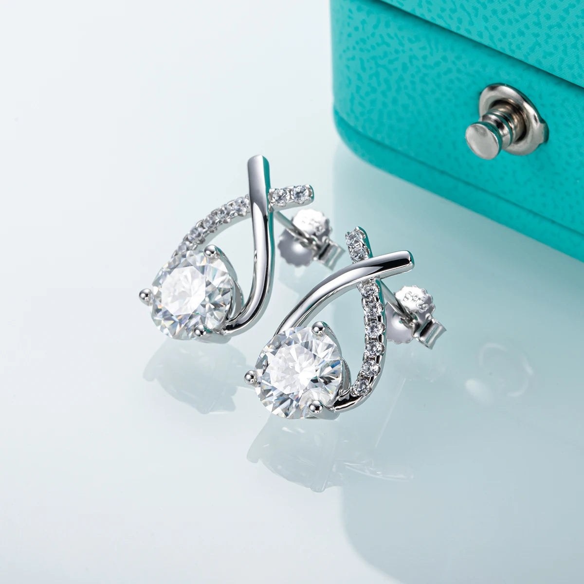 AnuJewel 4cttw D color moissanite stud earrings in 18K gold plated 925 sterling silver