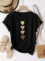 Women's casual short sleeve T-shirt with heart graphic print by HSF Marketplace