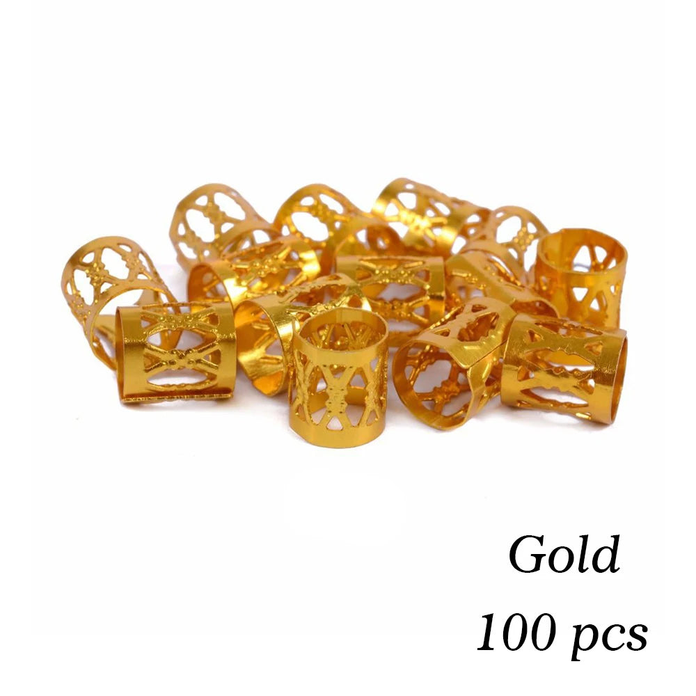 50-piece hollow-out hair rings for stylish hair braiding and dreadlocks by HSF Marketplace