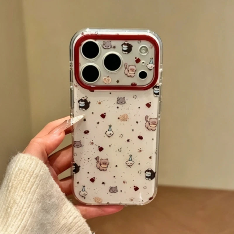 Korean cat pattern phone case for iPhone 11 to 18 Pro Max by HSF Marketplace