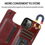 Leather wallet case with card slot for iPhone models by HSF, showing protective phone cover design