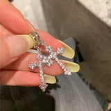 Silver star and opal heart hoop earrings for women, cute Y2K punk daily jewelry by HSF Marketplace