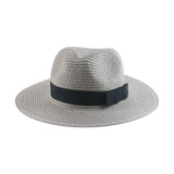 Women's black ribbon Panama straw hat for spring and summer sun protection by HSF Marketplace